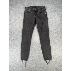 Silver Jeans Women's 27x29 Tuesday Skinny Black Raw Hem‎ Stretch Denim